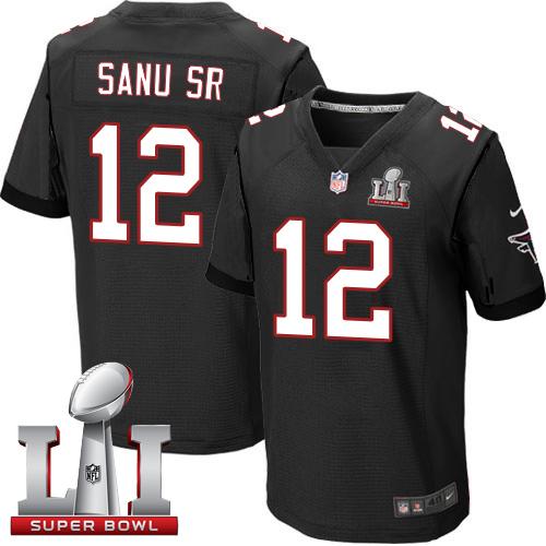 Nike Falcons #12 Mohamed Sanu Sr Black Alternate Super Bowl LI 51 Men's Stitched NFL Elite Jersey - Click Image to Close